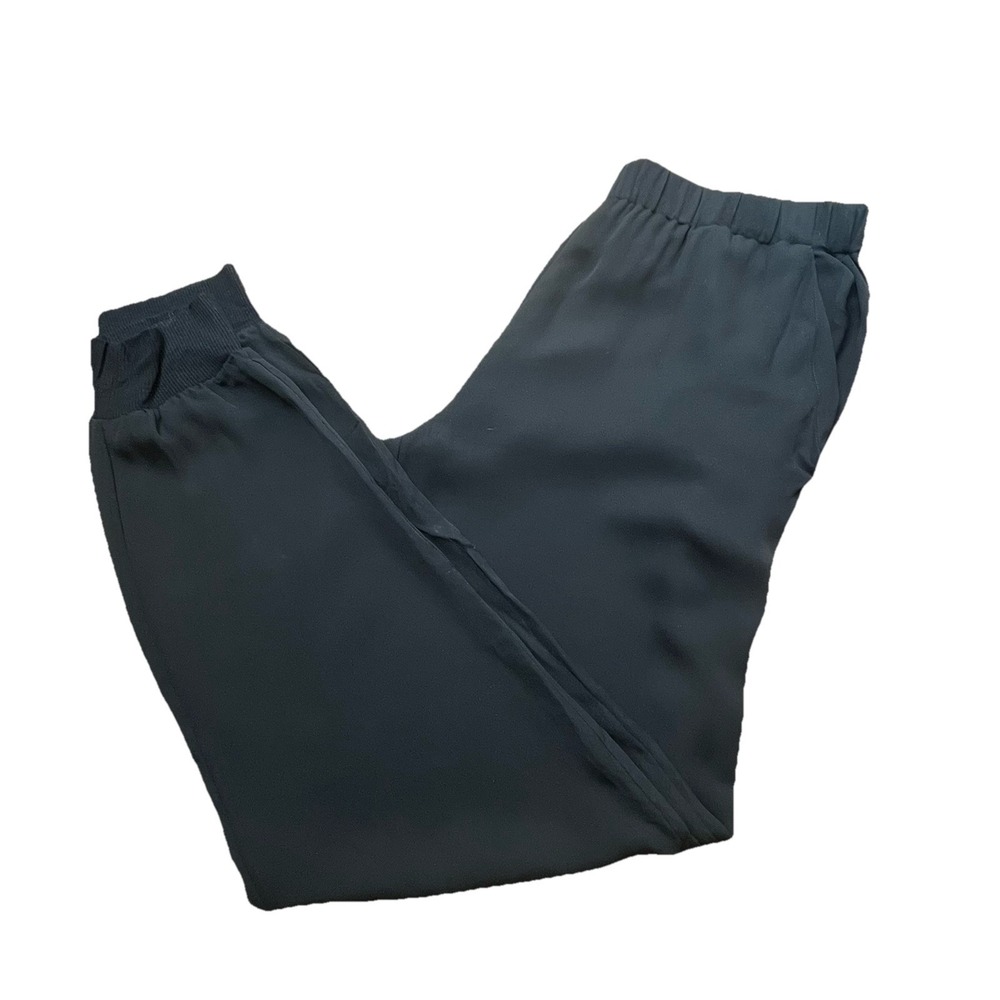 Theory Arai 100% Silk Jogger Pants Wom Small Black Luxe Elevated Loungewear Chic